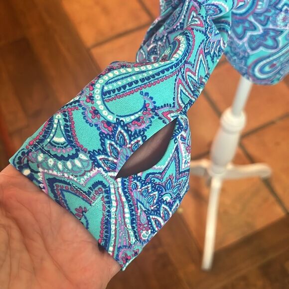 Coolibar Blue/Turquoise/Pink Paisley UPF 50+ Sun Protection Top, size M - Picture 4 of 8